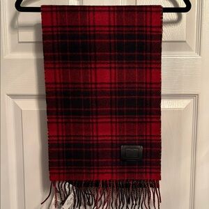 Coach Red and Black Plaid Scarf